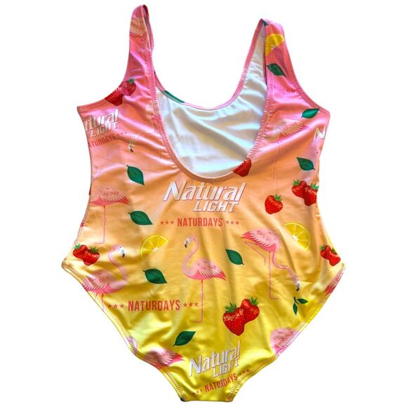 Shinesty x Natural Light Naturday Flamingo Strawberry Swimsuit 2X Anheuser-Busch - Picture 5 of 6